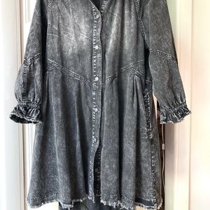 Free people button down dress, lightweight jacket.